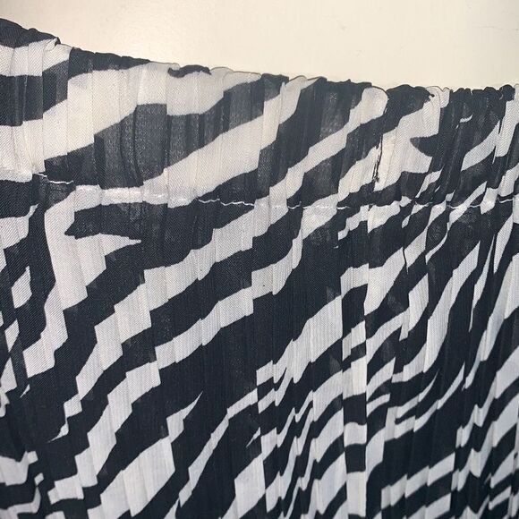 Vintage Zebra Sheer Chiffon Crinkle Pleated Layered Midi Skirt - Picture 6 of 14